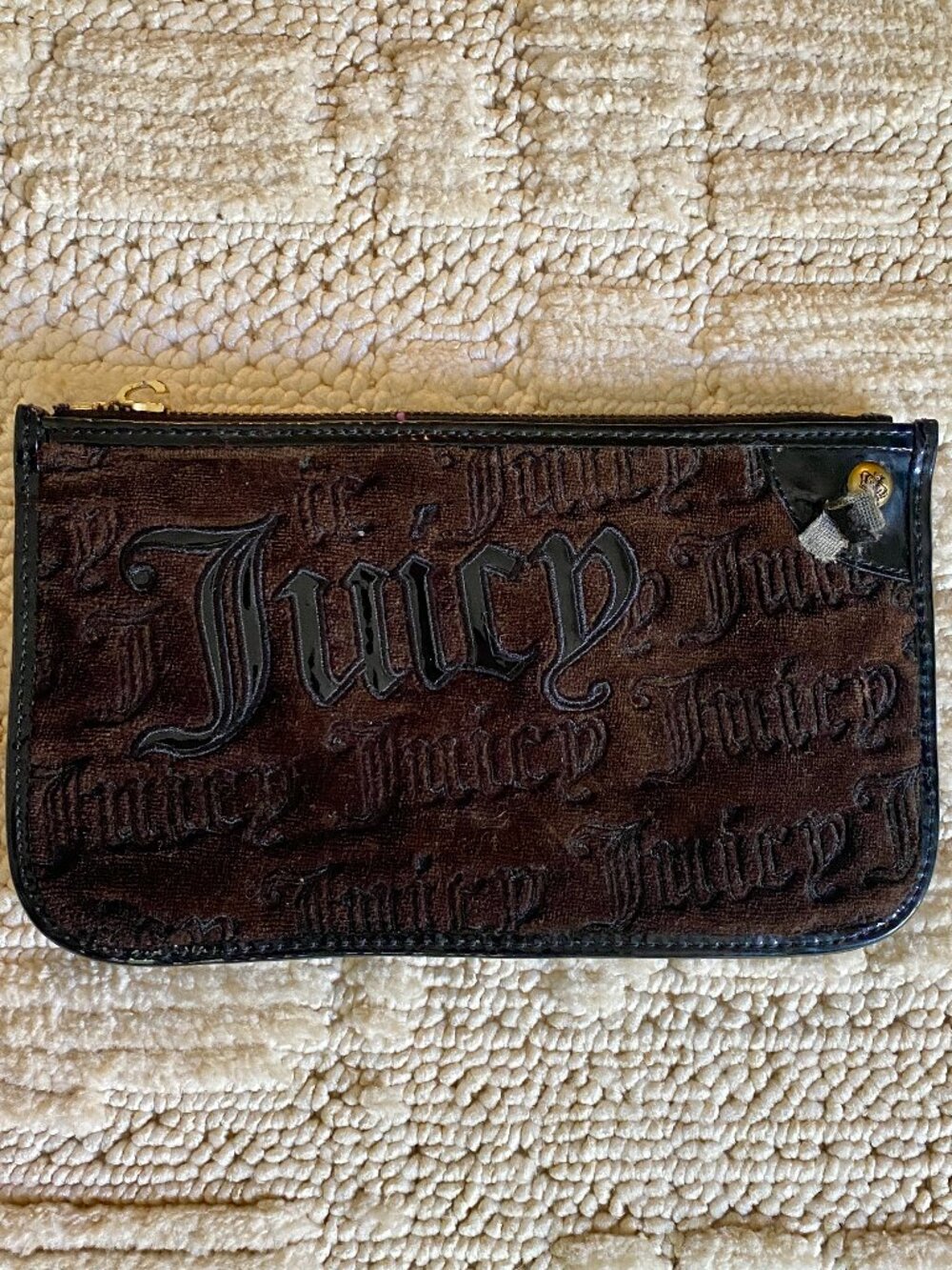 Vintage Y2K Juicy Couture Brown Velour Wristlet Wallet Bag – “I Am the Fairest”